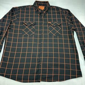 Dixxon Flannel Co Shirt Mens 4XL Black Orange Hallow Long Sleeve Headless Grunge